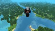 Water bucket held above head while falling (Image via Sportskeeda Gaming || Mojang Studios)